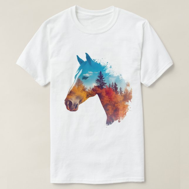 Surreal Horse in Autumn Forest T Shirt (Design framsida)