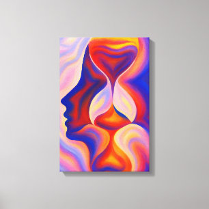 Surreal Hourglass Ansikte Abstrakt Canvastryck