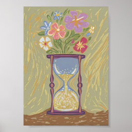 Surreal Hourglass Bouquet Art Modern Growth & Time Poster