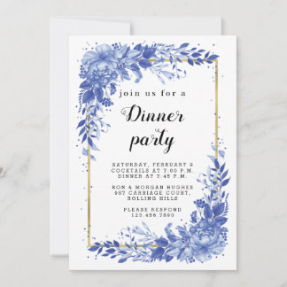Surreal Indigo Bouquet - Party Invitation, wedding Spara Datumet
