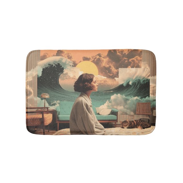 Surreal Interior With Woman and Cat Badrumsmatta (Framsidan)