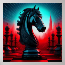 Surreal Intricate Black Knight Chess Biet Poster