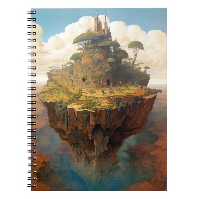 Surreal Island Ligcape Fantasy Art Anteckningsbok (Framsidan)