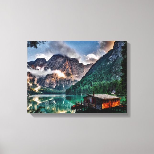 Surreal italiensk Sjö Canvastryck (Framsida)