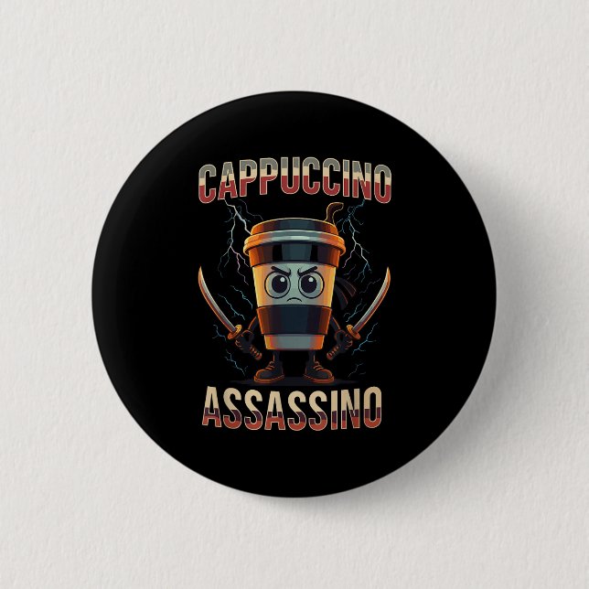 Surreal Italy Brainrot Cappuccino Ino Funny Meme Knapp (Framsida)