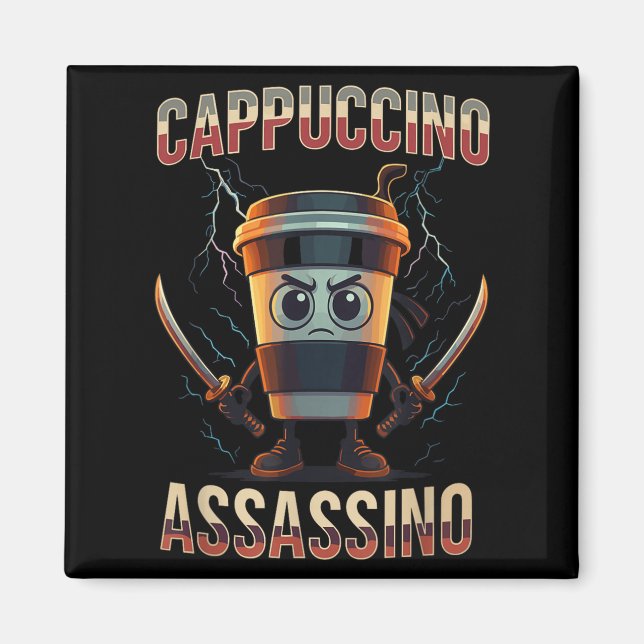 Surreal Italy Brainrot Cappuccino Ino Funny Meme Magnet (Framsidan)