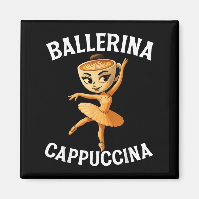 Surreal Italy Brainrot Meme Ballerina Cappuccina Magnet (Framsidan)