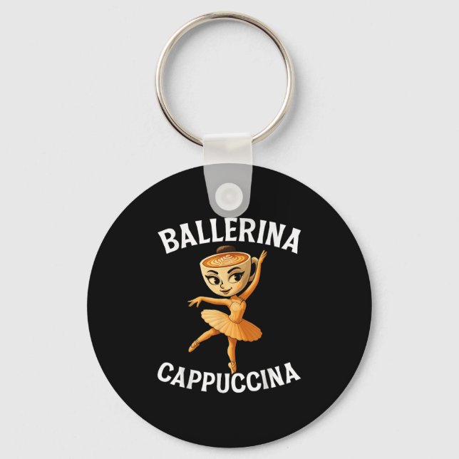 Surreal Italy Brainrot Meme Ballerina Cappuccina Nyckelring (Framsida)