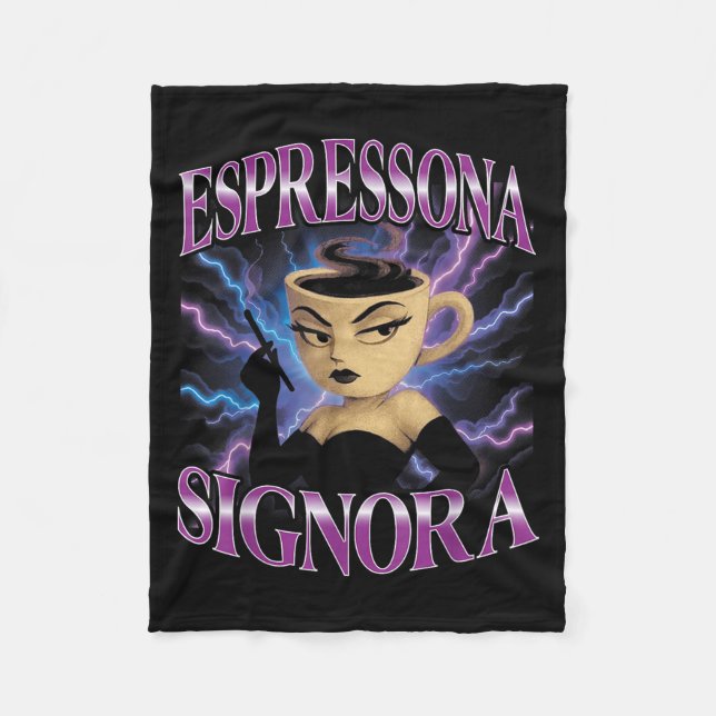 Surreal Italy Brainrot Meme Espressona Signora F Fleecefilt (Framsidan)