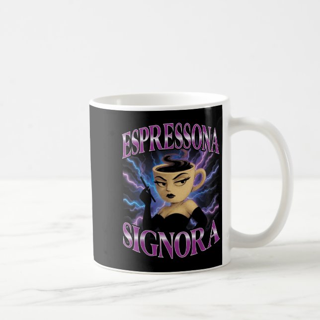 Surreal Italy Brainrot Meme Espressona Signora F Kaffemugg (Höger)