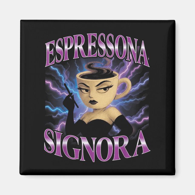 Surreal Italy Brainrot Meme Espressona Signora F Magnet (Framsidan)