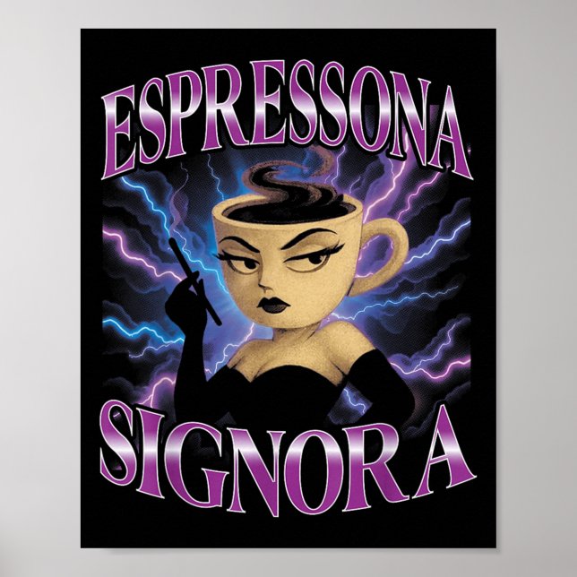 Surreal Italy Brainrot Meme Espressona Signora F Poster (Framsidan)