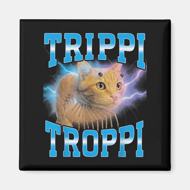 Surreal Italy Brainrot Meme Trippi Troppi Cat Fu Magnet (Framsidan)
