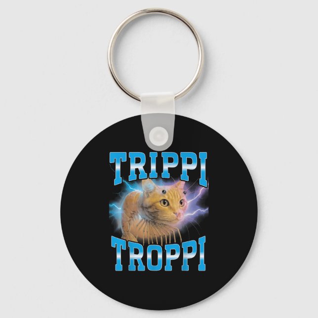 Surreal Italy Brainrot Meme Trippi Troppi Cat Fu Nyckelring (Framsida)
