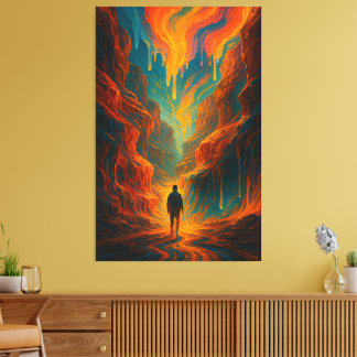 Surreal Journey - Fire and Teal Art Canvastryck