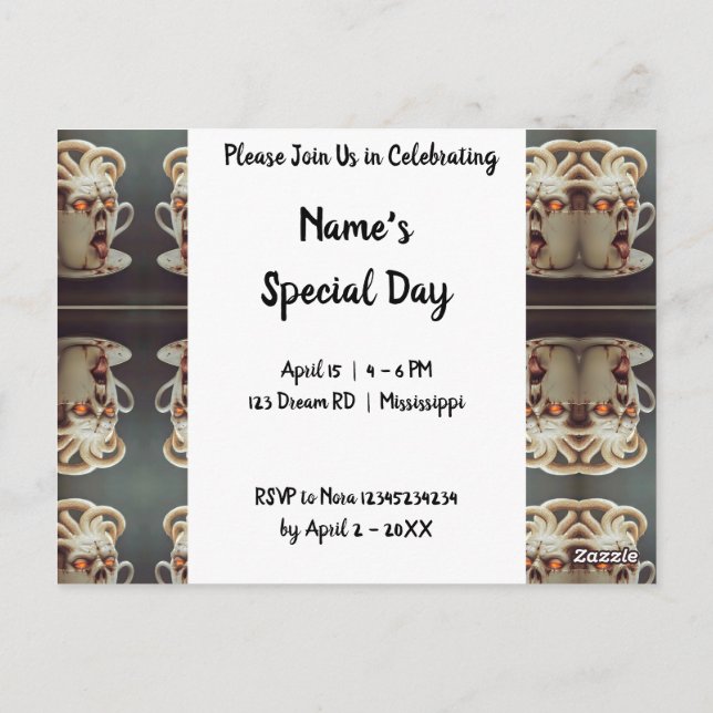 Surreal kaffebläcka vykort (Baksida)