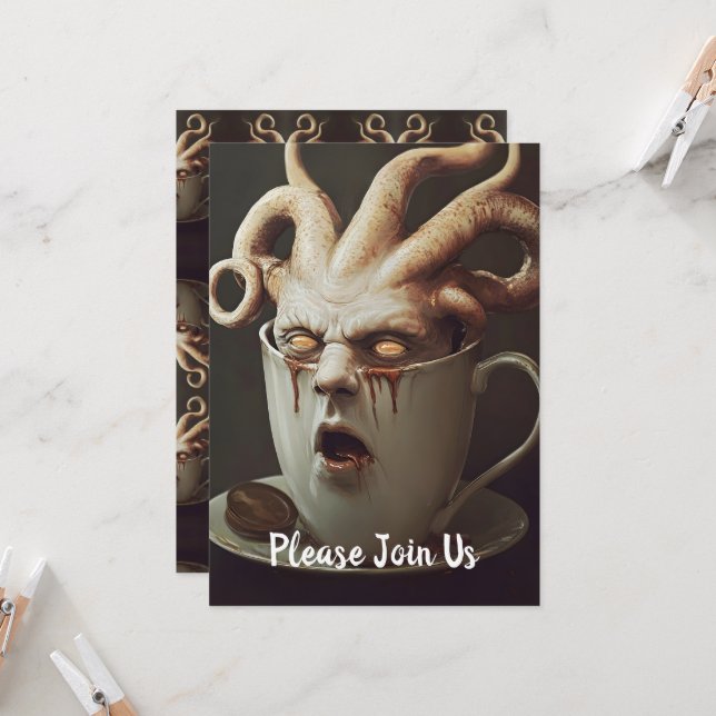 Surreal kaffebläckfisk inbjudningar (Fram/Back In Situ)