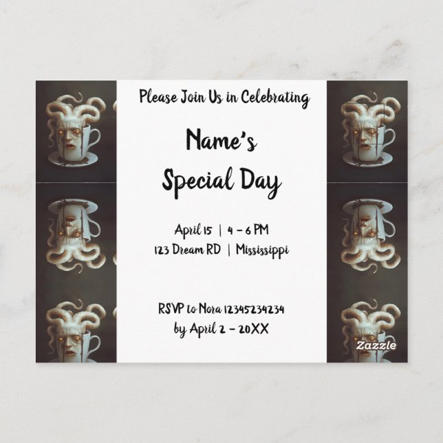 Surreal kaffebläckfisk vykort (Baksida)