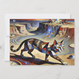 Surreal katt som smälter klockor Dali Picasso insp Inbjudningar