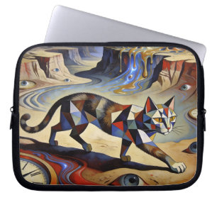 Surreal katt som smälter klockor Dali Picasso insp Laptop Fodral