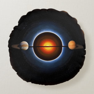Surreal kosmisk illustration med planeter rund kudde