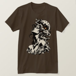 Surreal kvinna måne och moln retro grafisk konst t shirt
