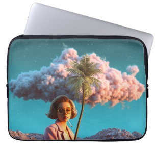 Surreal kvinna med palmer laptop fodral