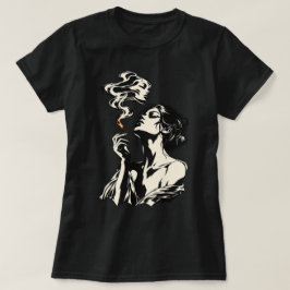 Surreal kvinna med tändsticka och rök Retro konst T Shirt