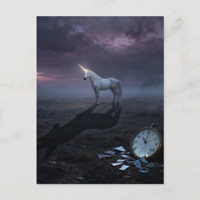 Surreal landscape and a unicorn  vykort (Framsida)