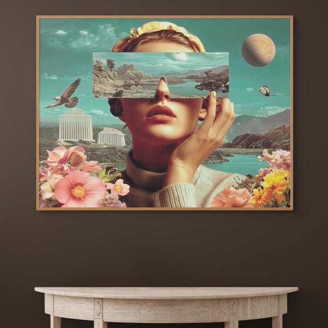 Surreal landskapsvision, Surreal kvinnoporträtt  Poster (Surreal Landscape Vision, Surreal female portrait)