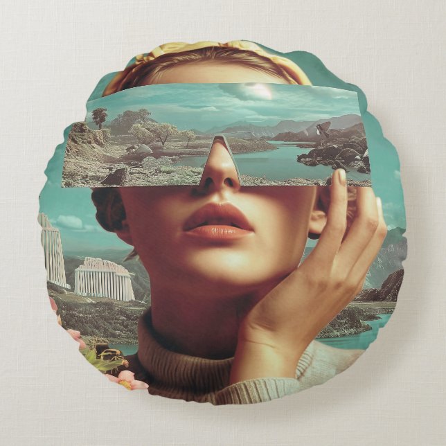 Surreal landskapsvision, Surrealistisk kvinnlig po Rund Kudde (Framsidan)
