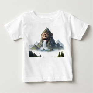 Surreal leende apansikte bergs vattenfall t shirt