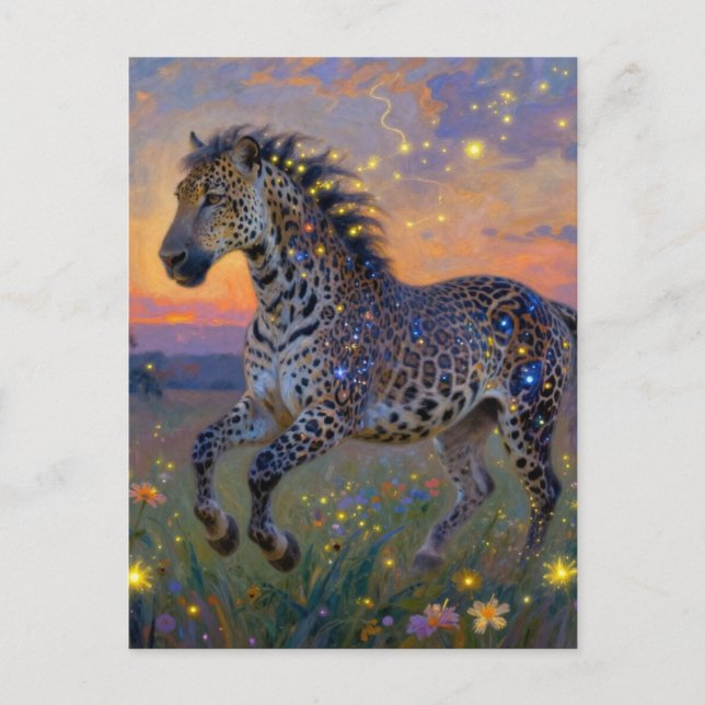 Surreal leopardhästhybrid  vykort (Framsida)