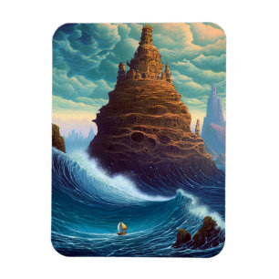 Surreal Ligcape Tower City Fantasy Art Magnet