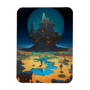 Surreal Ligcape Tower City Fantasy Art Magnet