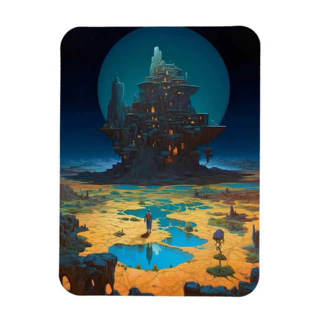 Surreal Ligcape Tower City Fantasy Art Magnet (Vertikal)
