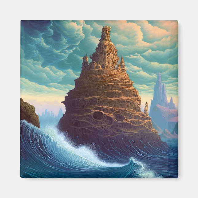 Surreal Ligcape Tower City Fantasy Art Magnet (Framsidan)