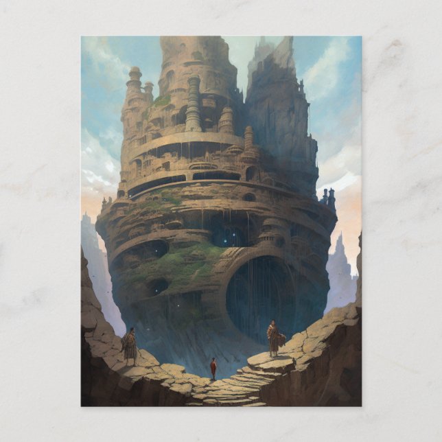Surreal Ligcape Tower City Fantasy Art Vykort (Framsida)