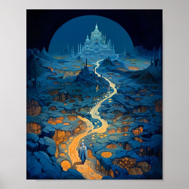 Surreal liggande Castle Fantasy Art Poster (Framsidan)