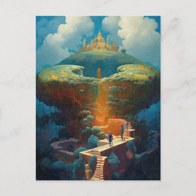 Surreal liggande Castle Fantasy Art Vykort (Framsida)
