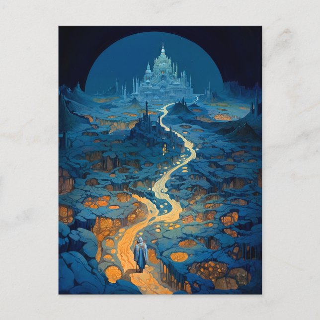 Surreal liggande Castle Fantasy Art Vykort (Framsida)