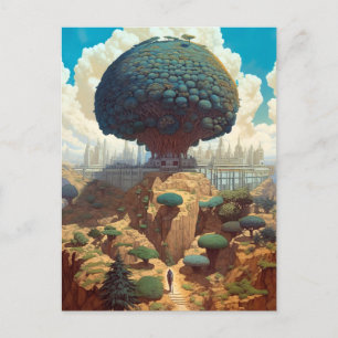 Surreal liggande Giant Träd Fantasy Art Vykort