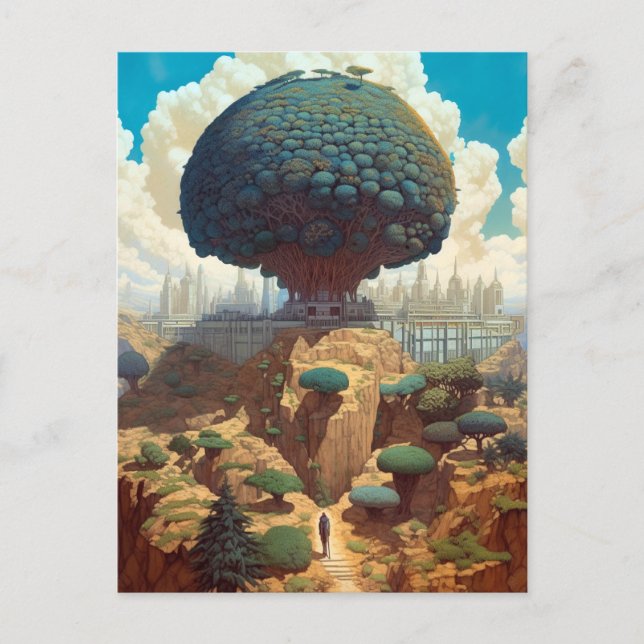 Surreal liggande Giant Träd Fantasy Art Vykort (Framsida)