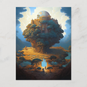 Surreal liggande jord Torn Fantasy Art Vykort