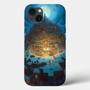 Surreal liggande stad Maze Fantasy Art