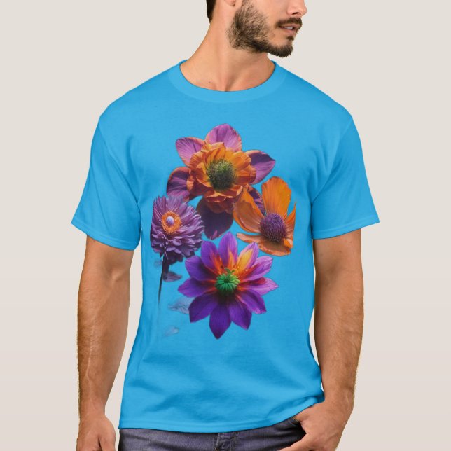 Surreal Lila Flower T Shirt (Framsida)