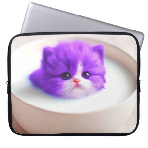 Surreal lila kattunge glow laptop fodral