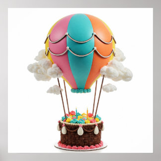 Surreal Luftballong Födelsedagskummel med floatin Poster