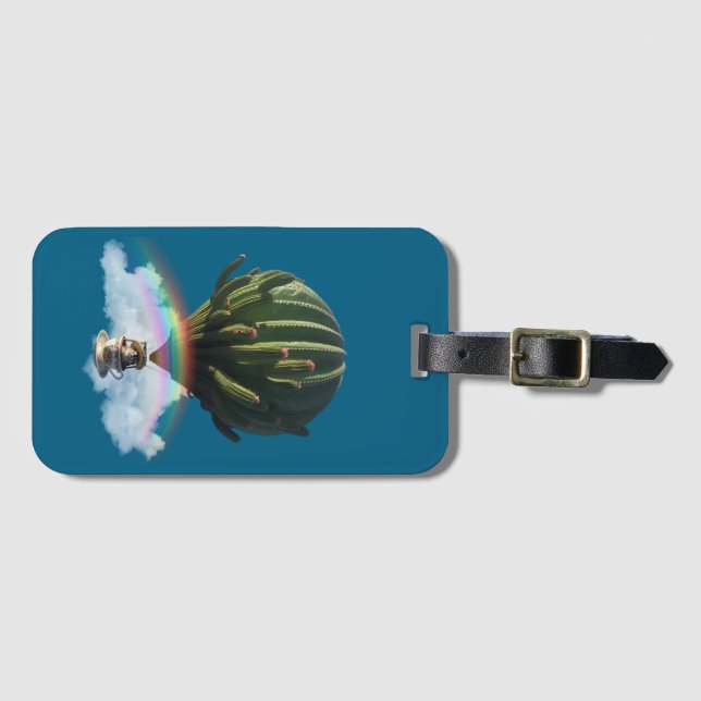 Surreal Luftballong med kaktus och regnbåge Bagagebricka (Framsida horisontal)