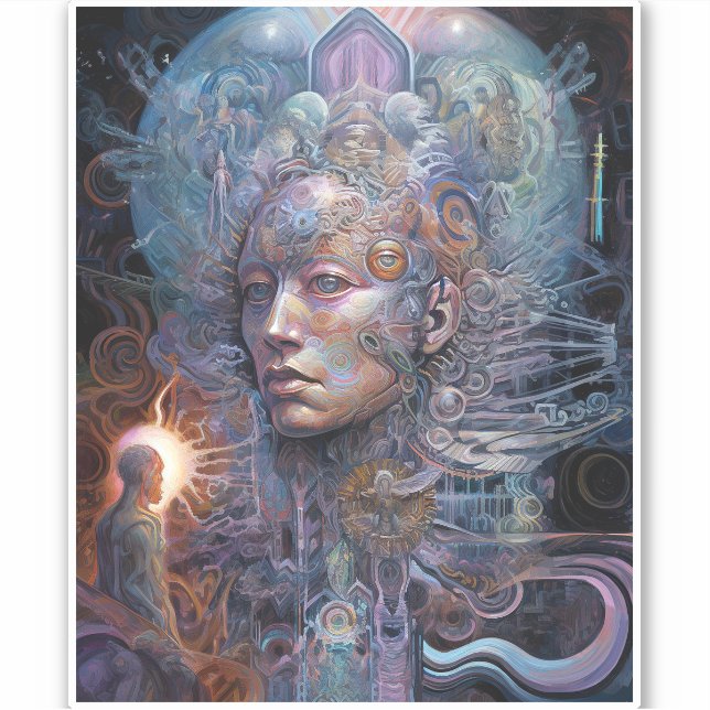 Surreal Man Visionary Art Klistermärken (Framsida)